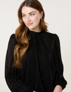 Lurex High Neck Puff Ball Top(Lurex High Neck Puff Ball Top)