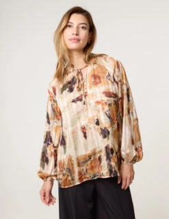 Printed Tie Neck Blouse(Multi Tie Neck Top)