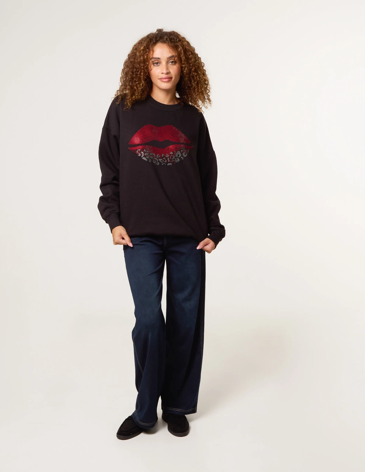 Rhinestone Lips Sweatshirt(Rhinestone Lips Sweatshirt) 3 Rhinestone Lips Sweatshirt(Rhinestone Lips Sweatshirt) - Image 3
