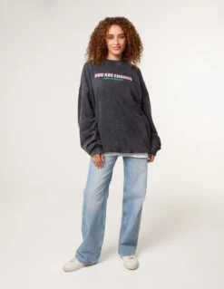 You Are Enough Slogan Sweatshirt(You Are Enough Sweatshirt) -Repertoire Fashion Store bv258414 grey 3978