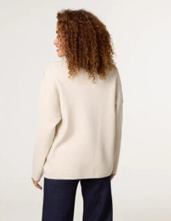 Button Shoulder Jumper(Beige Button Shoulder Jumper) -Repertoire Fashion Store bv258543 stone 0149 82