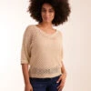 Crochet V Neck Top(Beige Crochet V Neck Top) -Repertoire Fashion Store bv2787 beige 11178