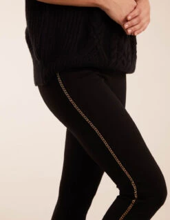 Side Chain Detail Leggings -Repertoire Fashion Store bv2816 black26116