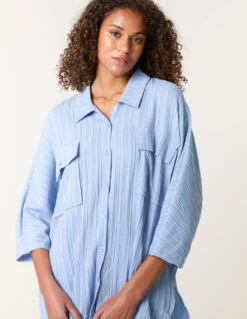 Shirt & Trousers Set(Blue Shirt Trousers Set) -Repertoire Fashion Store bv3086 blue 0975