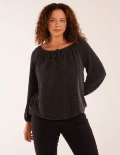 Gypsy Neck Metallic Top 6 Gypsy Neck Metallic Top -Repertoire Fashion Store bv3313 blacksilver 21502