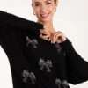 Embellished Bows Knitted Jumper(Embellished Bows Knitted Jumper) 9 Embellished Bows Knitted Jumper(Embellished Bows Knitted Jumper) -Repertoire Fashion Store bv3335 black 0281