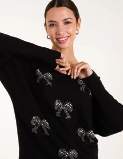 Embellished Bows Knitted Jumper(Embellished Bows Knitted Jumper)