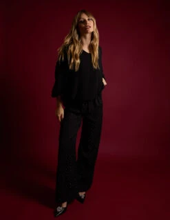 Studded High Waist Trousers(Sequin High Waist Trousers)