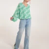 V Neck Zig Zag Puffball Top(V Neck Zig Zag Puffball Top) 9 V Neck Zig Zag Puffball Top(V Neck Zig Zag Puffball Top) -Repertoire Fashion Store bv3476 light green 72638