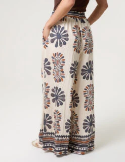 Print Wide-Leg Trousers(Navy Print Wide Leg Trousers) -Repertoire Fashion Store bv3496 navy 0107