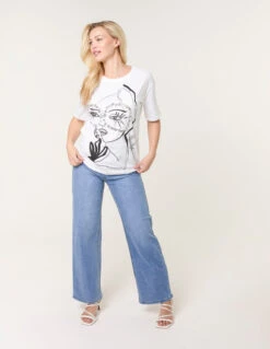 Abstract Girl Print T-Shirt(Abstract Girl Print T Shirt) -Repertoire Fashion Store bv3543 white 54687