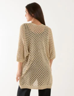 Crochet Lurex Cardigan(Gold Crochet Lurex Cardigan) -Repertoire Fashion Store bv3567 gold 18789