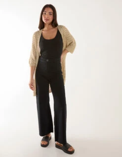 Crochet Lurex Cardigan(Gold Crochet Lurex Cardigan) -Repertoire Fashion Store bv3567 gold 18804