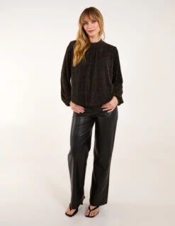 Metallic High Neck Puffball Top(Gold Metallic High Neck Puffball Top) 6 Metallic High Neck Puffball Top(Gold Metallic High Neck Puffball Top) -Repertoire Fashion Store bv4407 gold 59859