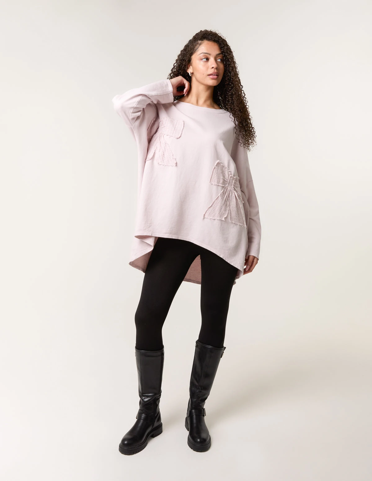 Lace Bow Sweat Top(Pink Lace Bow Sweat Top) 3 Lace Bow Sweat Top(Pink Lace Bow Sweat Top) - Image 3