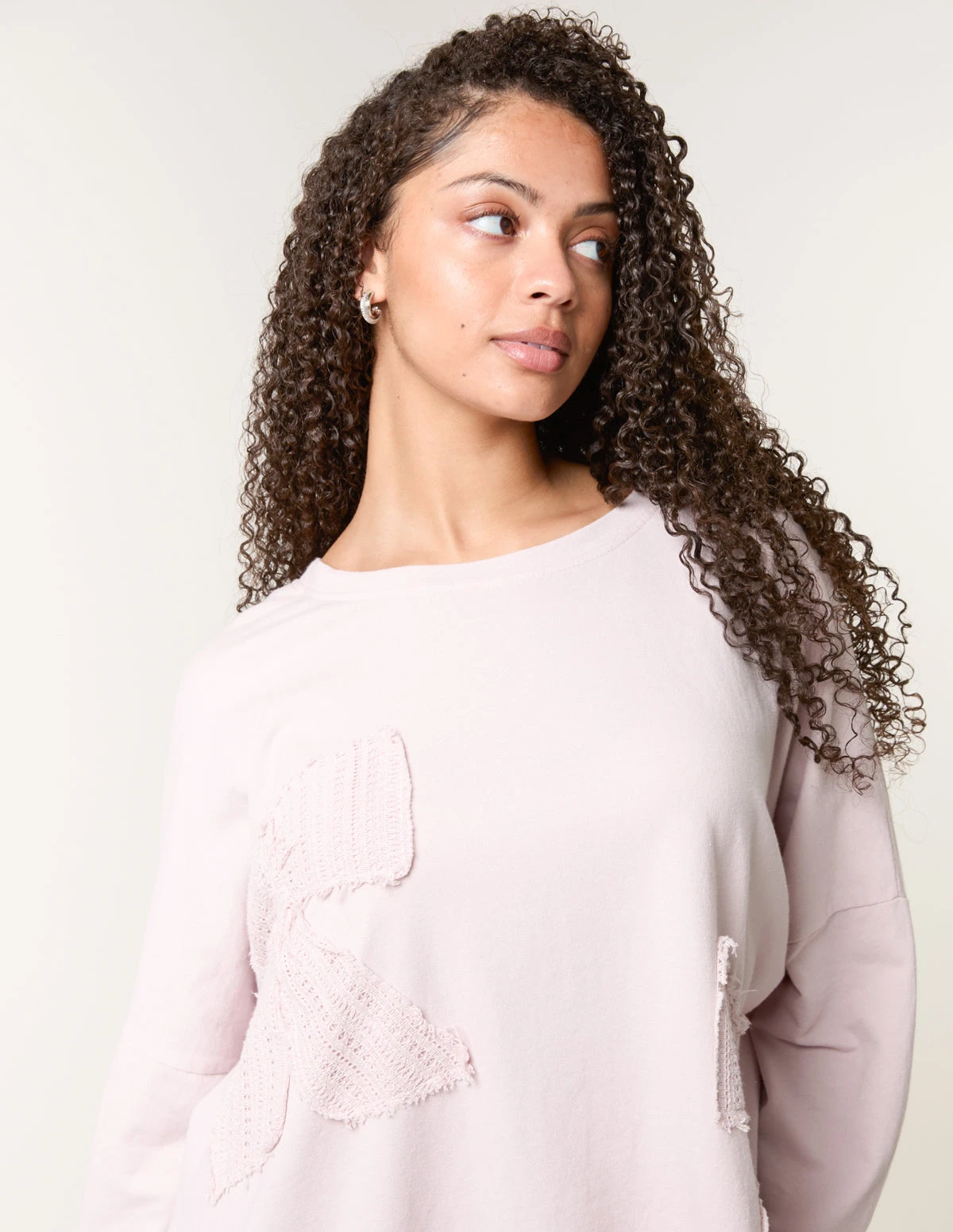 Lace Bow Sweat Top(Pink Lace Bow Sweat Top) 2 Lace Bow Sweat Top(Pink Lace Bow Sweat Top) - Image 2