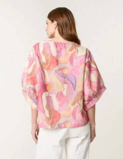 Watercolour Abstract Print Top(Pink Watercolour Abstract Print Top) -Repertoire Fashion Store bv4967 pink 2524