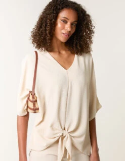 Tie Knot Blouse(Beige Tie Knot Blouse)