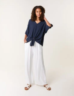 Tie Knot Blouse(Navy Tie Knot Blouse) 6 Tie Knot Blouse(Navy Tie Knot Blouse) -Repertoire Fashion Store bv5072 navy 1110