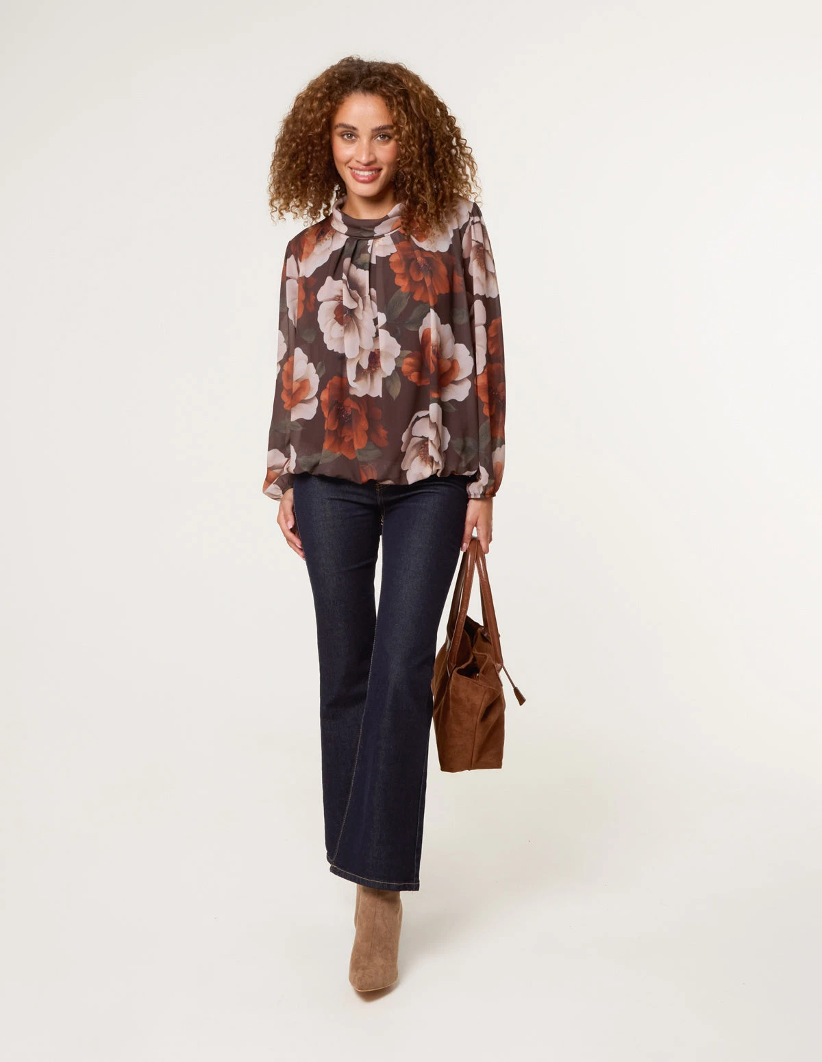 Large Watercolour Floral Cowl Neck Puffball Blouse(Large Watercolour Floral Cowl Neck Puffball Blouse) 2 Large Watercolour Floral Cowl Neck Puffball Blouse(Large Watercolour Floral Cowl Neck Puffball Blouse) - Image 2