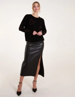 Rhinestone Heart Jumper(Rhinestone Heart Jumper) -Repertoire Fashion Store cc2443 black 72291