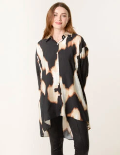 Abstract Cow-Print Shirt(Abstract Cow Print Shirt) -Repertoire Fashion Store cc2543 brown 428222