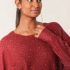 Jumper With Silver Rhinestones(Berry Jumper With Silver Rhinestones) -Repertoire Fashion Store cc2553 berry 6291 192