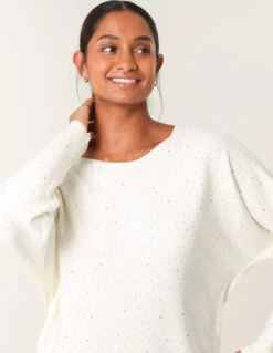Jumper With Silver Rhinestones(Ivory Jumper With Silver Rhinestones)