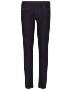 Emporio Armani Mens J06 Slim Fit Embroidered Eagle Jeans, Dark Wash Denim