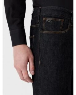 Emporio Armani Mens J06 Slim Fit Embroidered Eagle Jeans, Dark Wash Denim -Repertoire Fashion Store emporio armani mens j06 slim fit embroidered eagle jeans dark wash denim p45122 289172 image