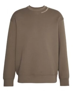 Emporio Armani Mens Neck Logo Sweatshirt, Fango Beige Jumper