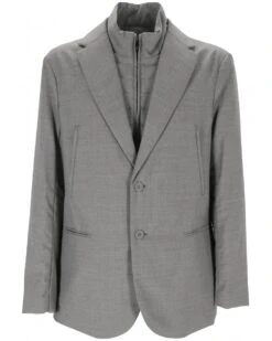 Emporio Armani Mens Padded Insert Blazer Jacket Light Grey