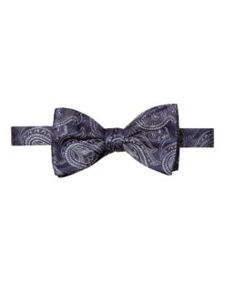 Eton Shirts Mens Navy Blue Paisley Silk Bow Tie