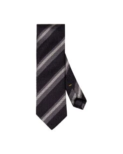 Eton Shirts Mens Navy Striped Grenadine Weave Silk Tie