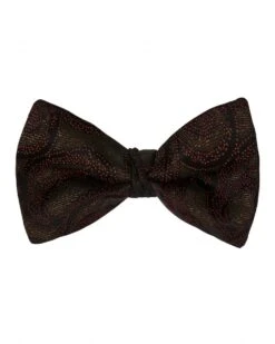 Etro Mens Black Jacquard Paisley Silk Blend Bow Tie