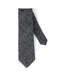 Etro Mens Black Swirl Paisley Pattern Tie