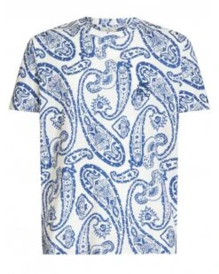 Etro Mens Cube Logo Paisley T-Shirt White