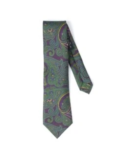 Etro Mens Green/Purple All Over Paisley Tie