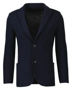 Gran Sasso Mens Waffle Knit Blazer Jacket Navy