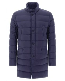 Herno Mens Il Cappato Down Coat Jacket Navy Blue