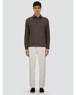 Herno Mens Resort Long Sleeve Polo Shirt Dark Taupe Brown -Repertoire Fashion Store herno mens resort long sleeve polo shirt dark taupe brown p46704 320090 image