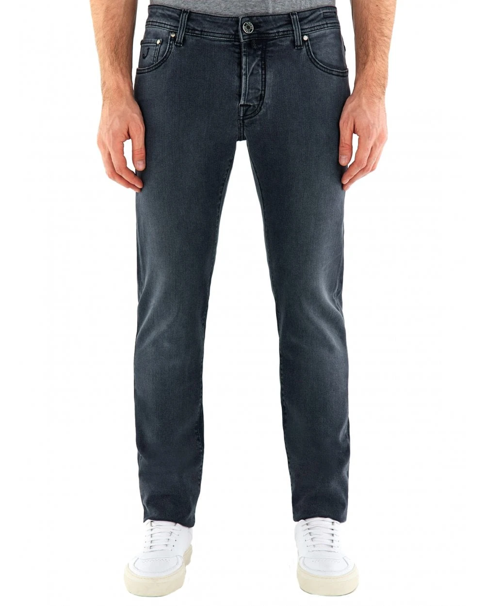 Jacob Cohen Mens Bard Suede Patch Jeans Slate Grey 1 Jacob Cohen Mens Bard Suede Patch Jeans Slate Grey