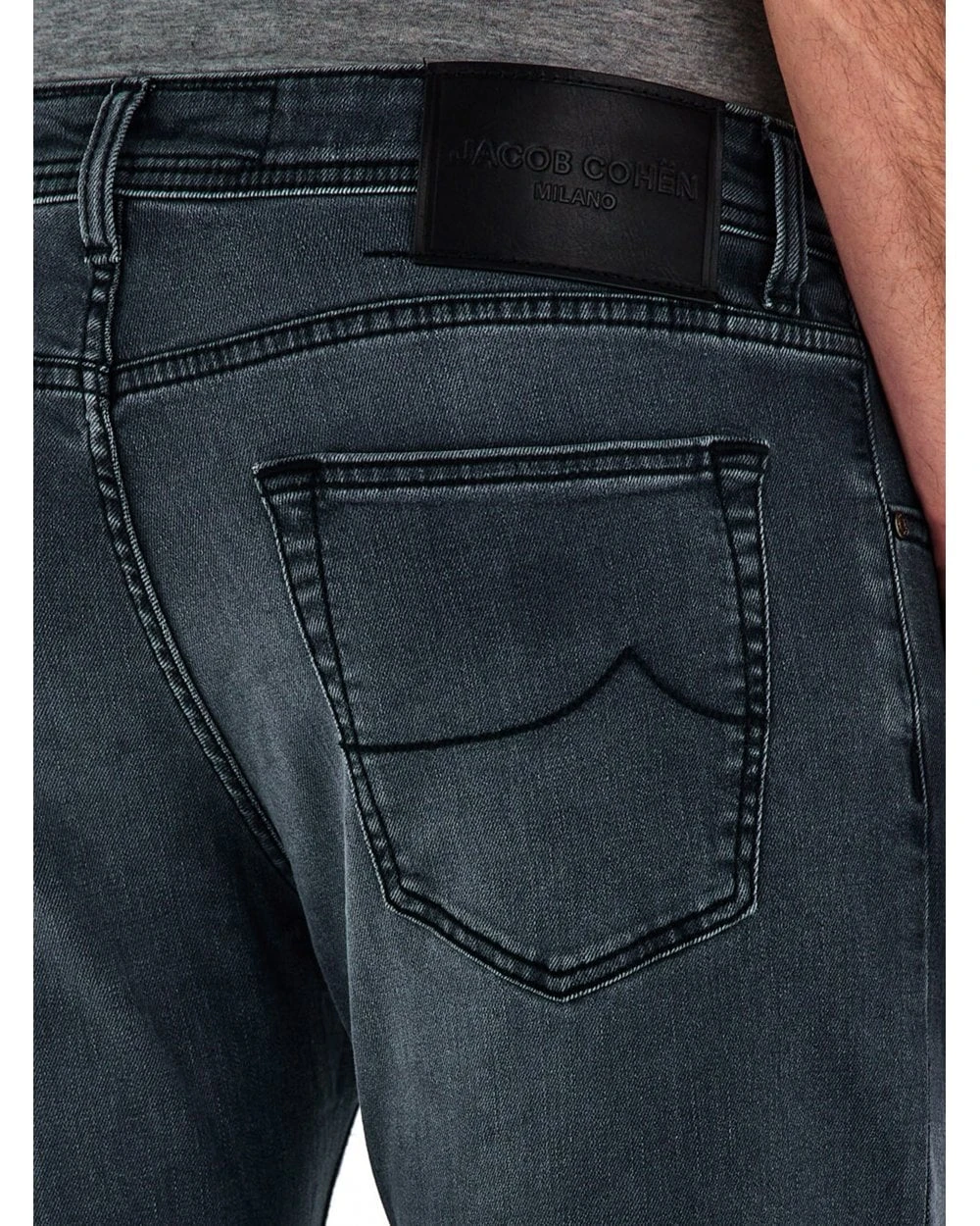 Jacob Cohen Mens Bard Suede Patch Jeans Slate Grey 4 Jacob Cohen Mens Bard Suede Patch Jeans Slate Grey - Image 4