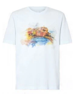 Jacob Cohen Mens Grand Tour Liguria T-Shirt Open Blue