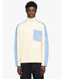 JW Anderson Mens Dual Tone Turtleneck Jumper Sky Blue/Ivory -Repertoire Fashion Store jw anderson mens dual tone turtleneck jumper sky blue ivory p46099 302825 image