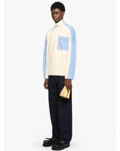 JW Anderson Mens Dual Tone Turtleneck Jumper Sky Blue/Ivory -Repertoire Fashion Store jw anderson mens dual tone turtleneck jumper sky blue ivory p46099 302828 image