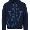 JW Anderson Mens Embroidered Anchor Logo Zip Hoodie Steel Blue -Repertoire Fashion Store jw anderson mens embroidered anchor logo zip hoodie steel blue p46751 319185 image