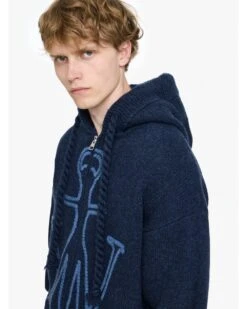 JW Anderson Mens Embroidered Anchor Logo Zip Hoodie Steel Blue -Repertoire Fashion Store jw anderson mens embroidered anchor logo zip hoodie steel blue p46751 319194 image
