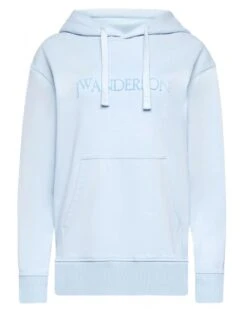 JW Anderson Mens Embroidered Logo Hoodie Pale Blue