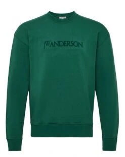 JW Anderson Mens Embroidered Logo Sweatshirt Dark Green